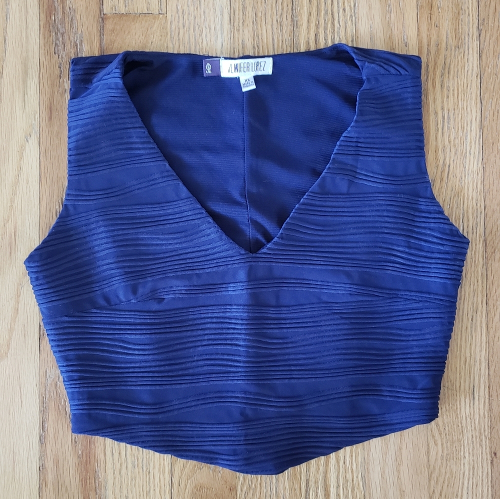 Jennifer Lopez Navy Blue Cropped Top, Size XS